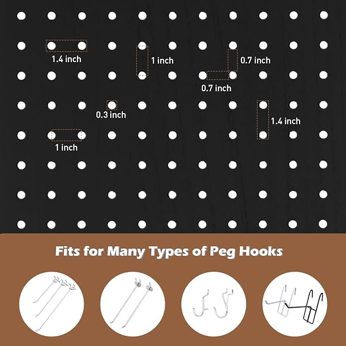 ECOMEX 6 Panel Room Divider, 5.6Ft Pegboard Display Wooden Room Divider Folding - Image 3