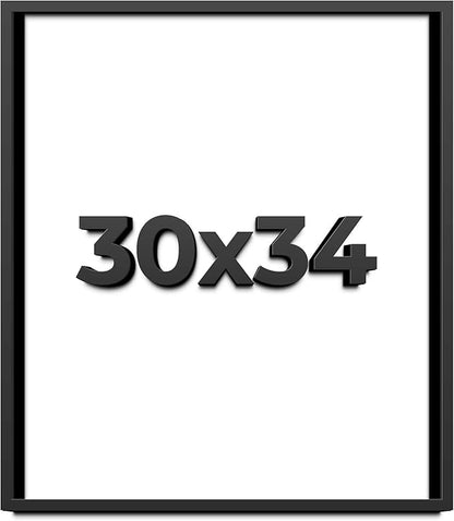 30x34 Shadow Box Frame Black | 1 Inch Deep Solid Wood Shadowbox Display Frame | by CustomPictureFrames