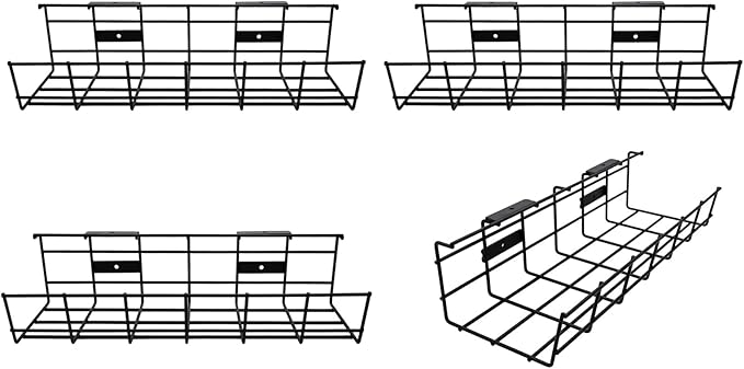 Under Desk Cable Management- 4 Pack Cord Organizer. Metal Wire Cable Management by Coyacool