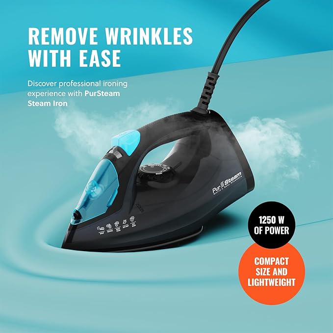 PurSteam Professional 1250W Steam Iron | Powerful Steamer - Image 2