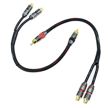 Arklove 1ft Shielded RCA Splitter Subwoofer Stereo Audio Video Cable 1 Male to by Arklove