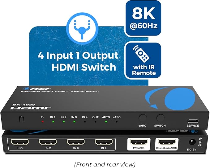 OREI 4-Port eARC 8K Audio Extractor 4x1 Switch - Image 2