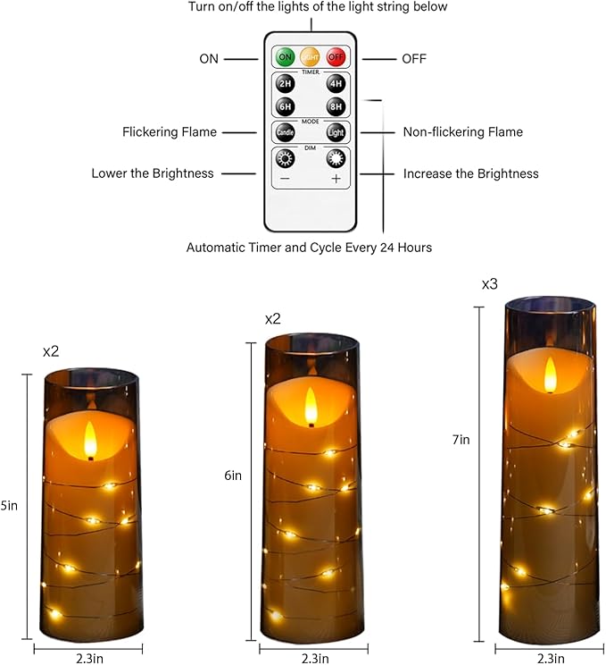 Flameless Candles with Embedded Star String, Battery Operated LED Pillar - Image 2