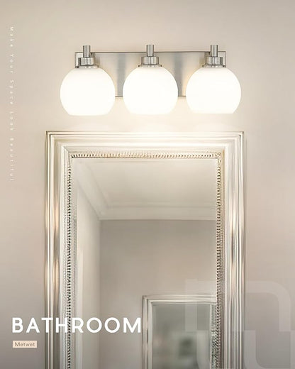 METWET Bathroom Light Fixtures, 3-Light Brushed Nickel Vanity Light, Modern - Image 5