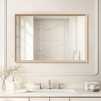 Oak Wood Effect Framed Wall Mirror, 24x36 Rectangle Mirror, 1/8" by Ultrue