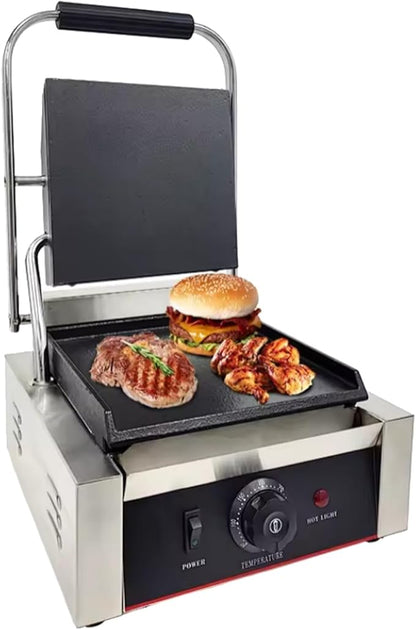 Commercial Panini Press With Grooved Grill Sandwich Maker Machine Electric - Image 2