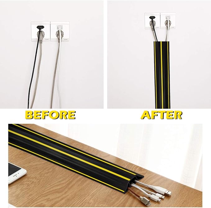 6.5Ft Cord Covers for Wires on Floor, 3-Channel Floor Cord Cover - Image 6