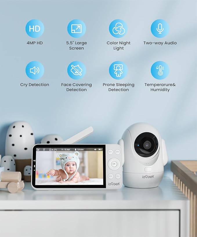 ieGeek 5.5" Baby Monitor, Audio Monitor - Image 2