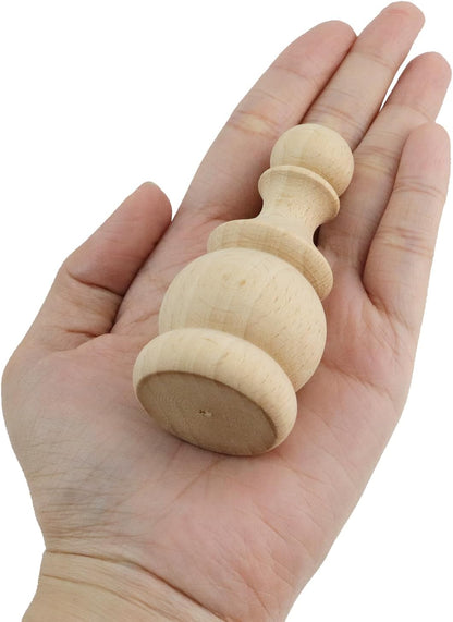 4 Pcs Wood Finials Unfinished Wood Craft Finials | Decorative Finials for Curtain Rod Wood Dowel Rod Finials for Cabinet Decor, 1.4x3.0 Inch