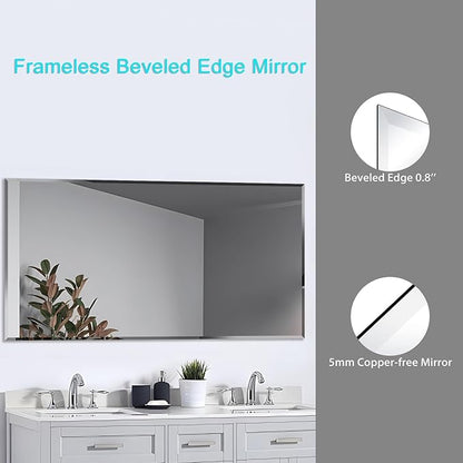60x36 Inch Bathroom Mirror Frameless Beveled Edge Rectangle Wall Mirror - Image 5
