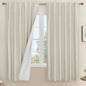 LAMIT 100% Blackout Natural Linen Curtains, 68 Inches Linen Textured Thermal by LAMIT