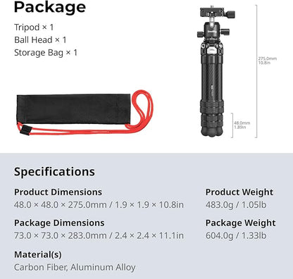 SmallRig Carbon Fiber Mini Desktop Tripod, 15.5'' / 39.5cm Compact Pocket - Image 7