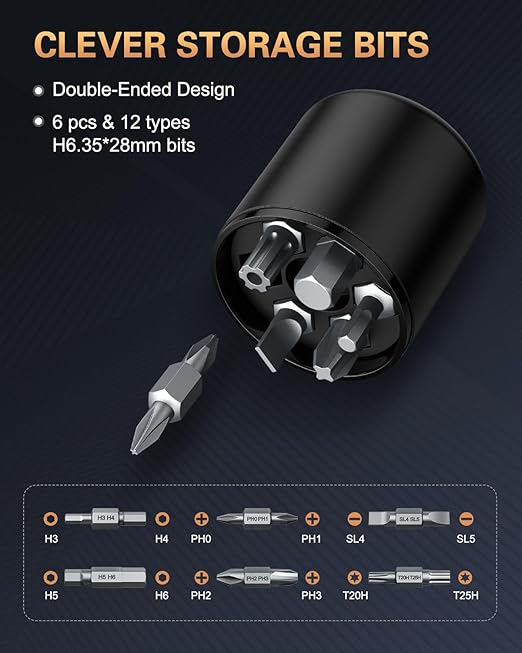 Electric Screwdriver, Rechargeable Cordless Power Screwdriver, 3 Torque Settings - Image 6