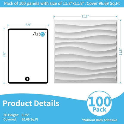 Art3d 100 Pack Decorative 3D Wall Panels, 97 Sq.Feet PVC Interior Wall Décor - Image 2