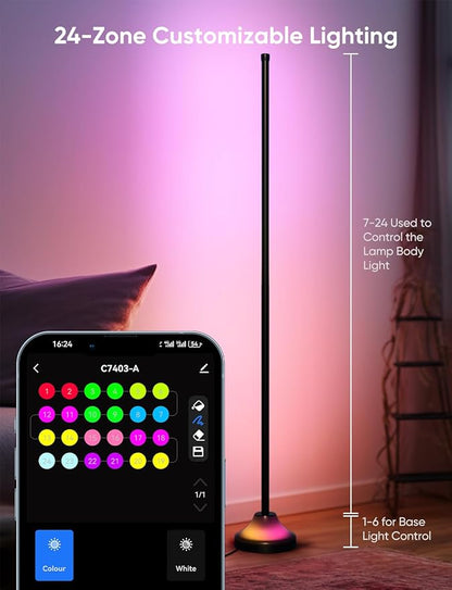 RGB&IC Smart Corner Floor Lamp – 20 W/1100 lm, 24‑Zone DIY & Music‑Sync LED - Image 4
