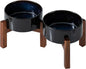 Ceramic 6.1inch Raised Double Dog Bowls Set by Havniva