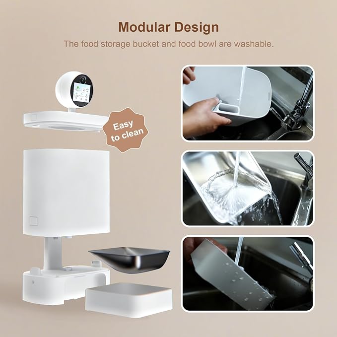 Automatic Cat Feeder with Camera 360°, 2K HD Pet Feeder with Night Vision & - Image 9