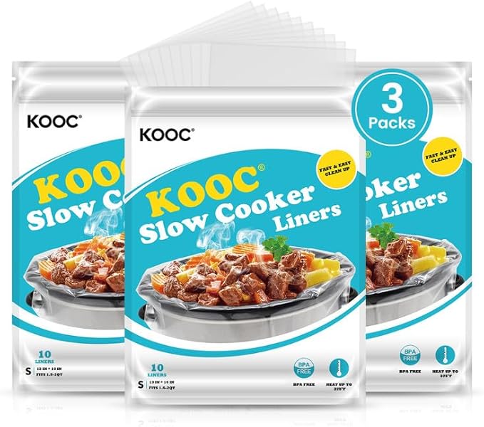 KOOC Slow Cooker Liners 10"x13" 30 count Small Size Disposable Plastic Bags Pot by KOOC