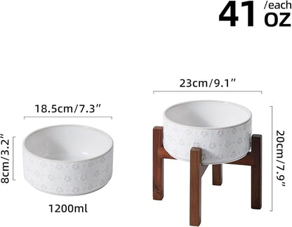 7.3inch Ceramic Raised Dog Bowl Set, Elevated - Image 2