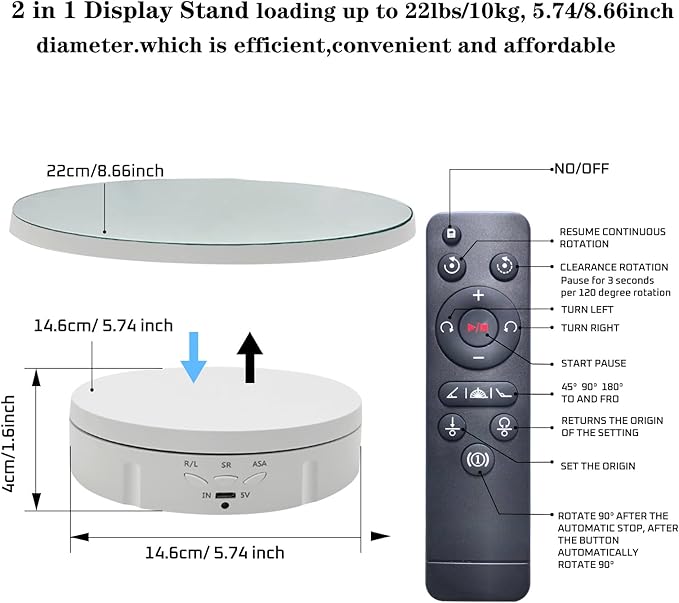 JAYEGT 2 in 1 Motorized Rotating Display Stand - Image 4
