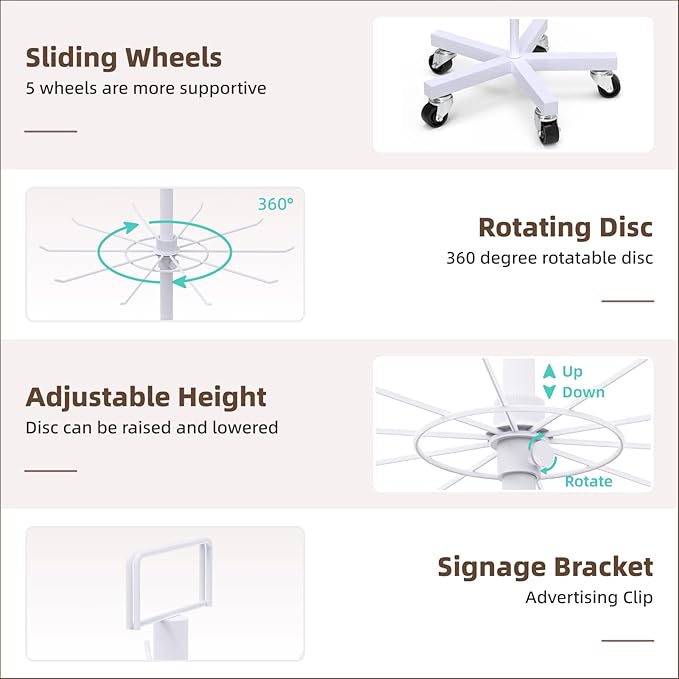 YEOOE Upgraded Retail Display Stand 7 Tier Spinning Display Stand, Movable Shop - Image 3