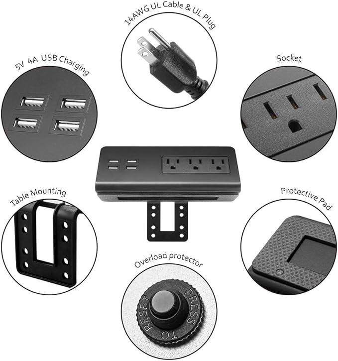 Emerising 2-Pack Desk Edge Mount Power Strips - Image 6