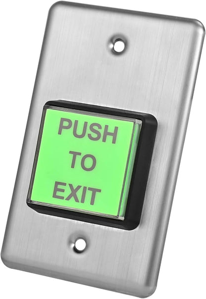 Push to Exit Button Big Square Press Button Green LED Indicator Stainless Steel - Image 2