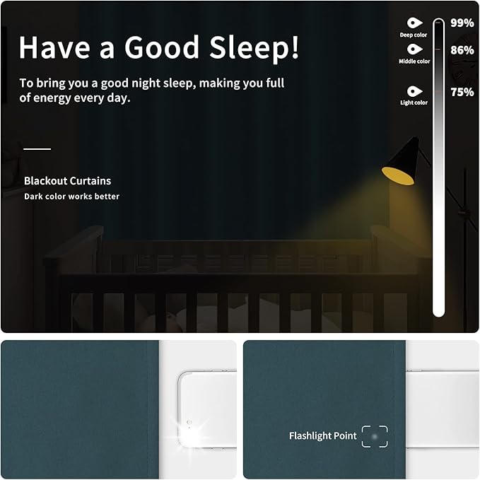 Easy-Going Blackout Curtains for Bedroom, Solid Thermal Insulated Grommet and - Image 2
