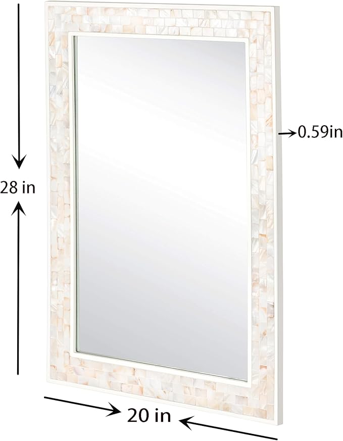 Tanmicoshomy 20x 28 Inch Rectangle Wall Mirror, Natural Shell Framed - Image 5