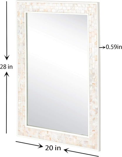 Tanmicoshomy 20x 28 Inch Rectangle Wall Mirror, Natural Shell Framed - Image 5