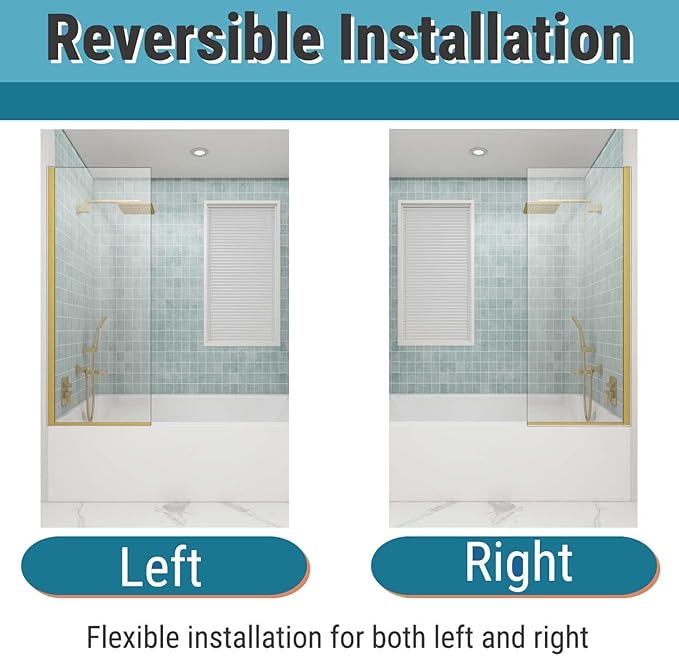 Sunrosa 24"×60" Bathtub Glass Panel, 8mm Thick Shower Screen, Brushed Gold - Image 5