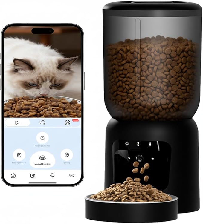 Automatic Cat Feeder with 2K Camera: Cat Food Dispenser with 6L Capacity by Stralith