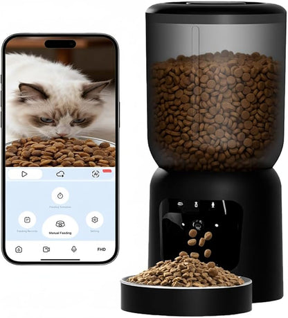 Automatic Cat Feeder with 2K Camera: Cat Food Dispenser with 6L Capacity by Stralith