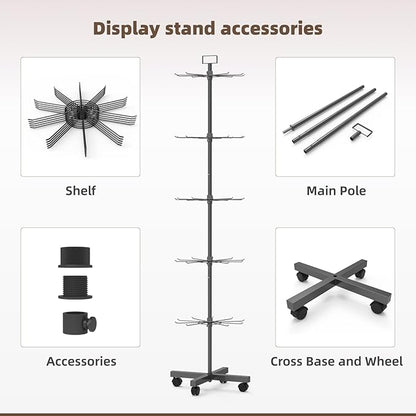 YEOOE Retail Display Racks 5 Tier Spinning Display Stand, Movable Shop Spinner - Image 4