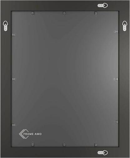 Frame Amo 24x36 Black Shadow Box Frame, Tempered Glass & Solid Wood | 1.5 inch Display Depth, 2.5 inch Thick, White or Black Background, Display Case, High End, Heavy Duty, Hanging Hardware