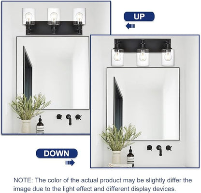 TODOLUZ Industrial Wall Sconce Lighting in Matte Black Finish, 3-Light Bathroom - Image 3