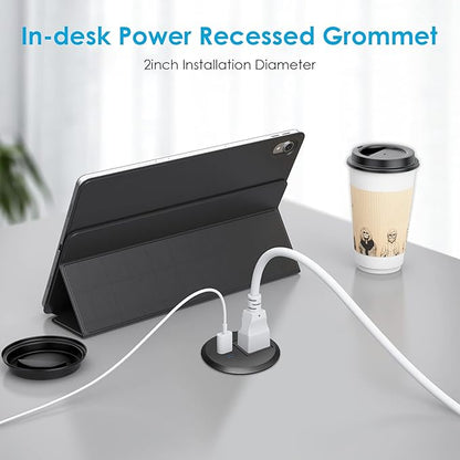 Desktop Power Grommet, 2 inch, USB C PD 20W Fast Charging Station, Desk Hole - Image 3