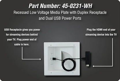 DATA COMM Electronics 45-0231-WH USB Recessed Media Outlet Box, In-Wall Cable - Image 3
