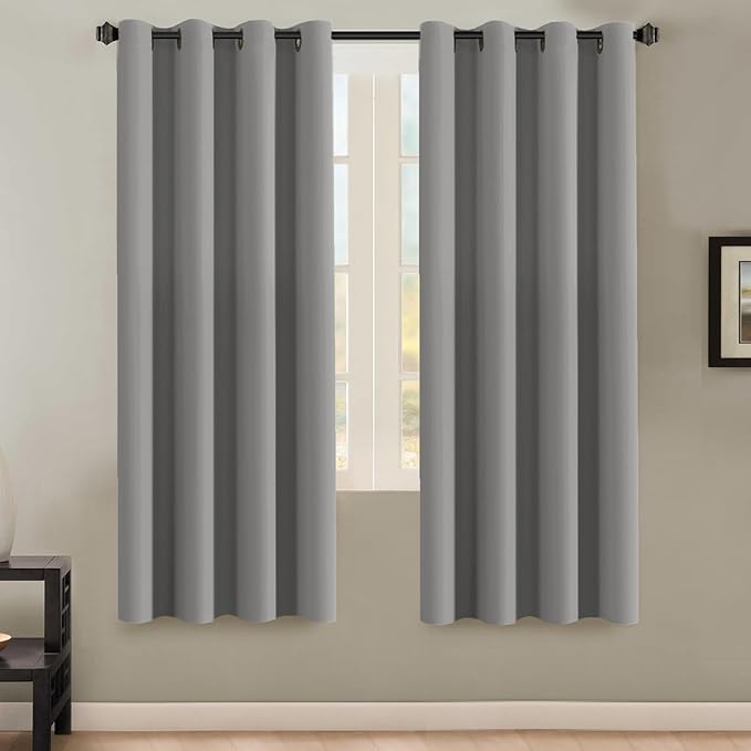 H.VERSAILTEX Insulated Thermal Blackout 72-Inch Long Grey Curtain Panels Pair by HVERSAILTEX