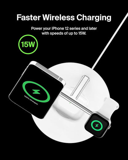 Belkin MagSafe Charger, 3-in-1 Wireless Charging Stand, 2ND GEN, 33% Faster - Image 3