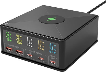 USB Charger Station Multi Port: Desktop 160W Power Fast Charging Hub Wall Block by PEAKINGTECH