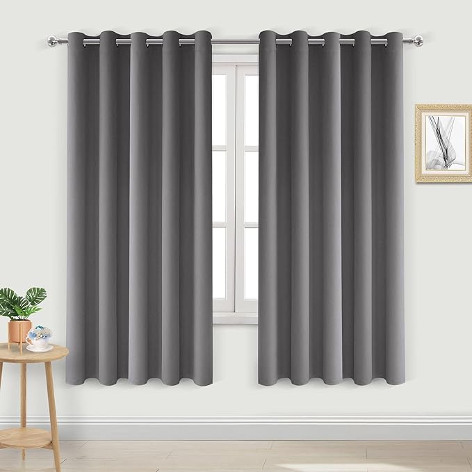 DWCN Grey Blackout Curtain, Room Darkening Thermal Insulated Light Blocking by DWCN