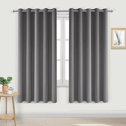 DWCN Grey Blackout Curtain, Room Darkening Thermal Insulated Light Blocking by DWCN