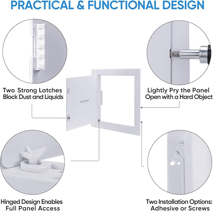 TICONN Access Panel for Drywall, 12 x 12 Inch ABS Plastic Wall Hole Cover - Image 3