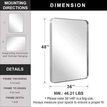 ANDY STAR 36”x48”Brushed Nickel Mirror - Image 5
