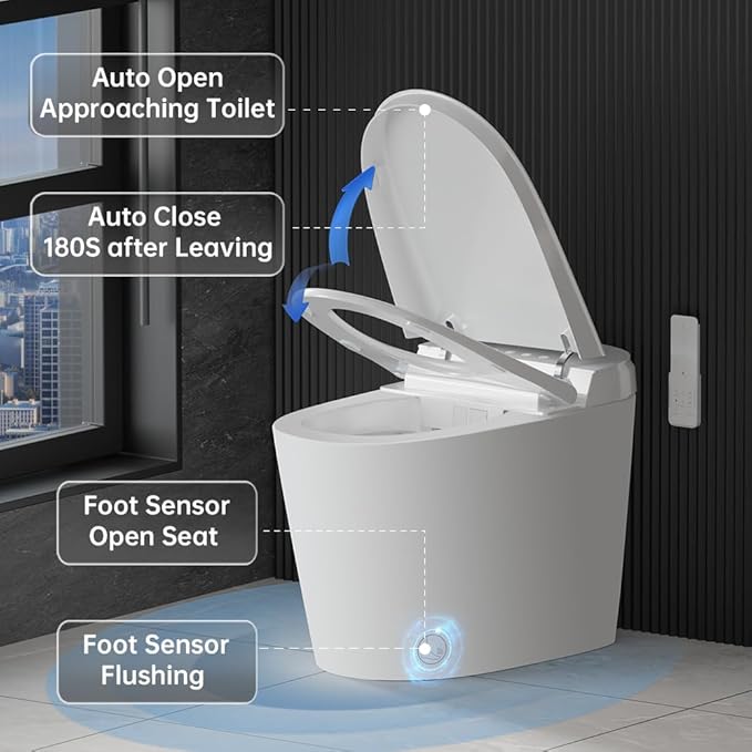 EPLO Smart Toilet Bidet with Tank Built In, Auto Open Close Lid, ADA Comfort - Image 4
