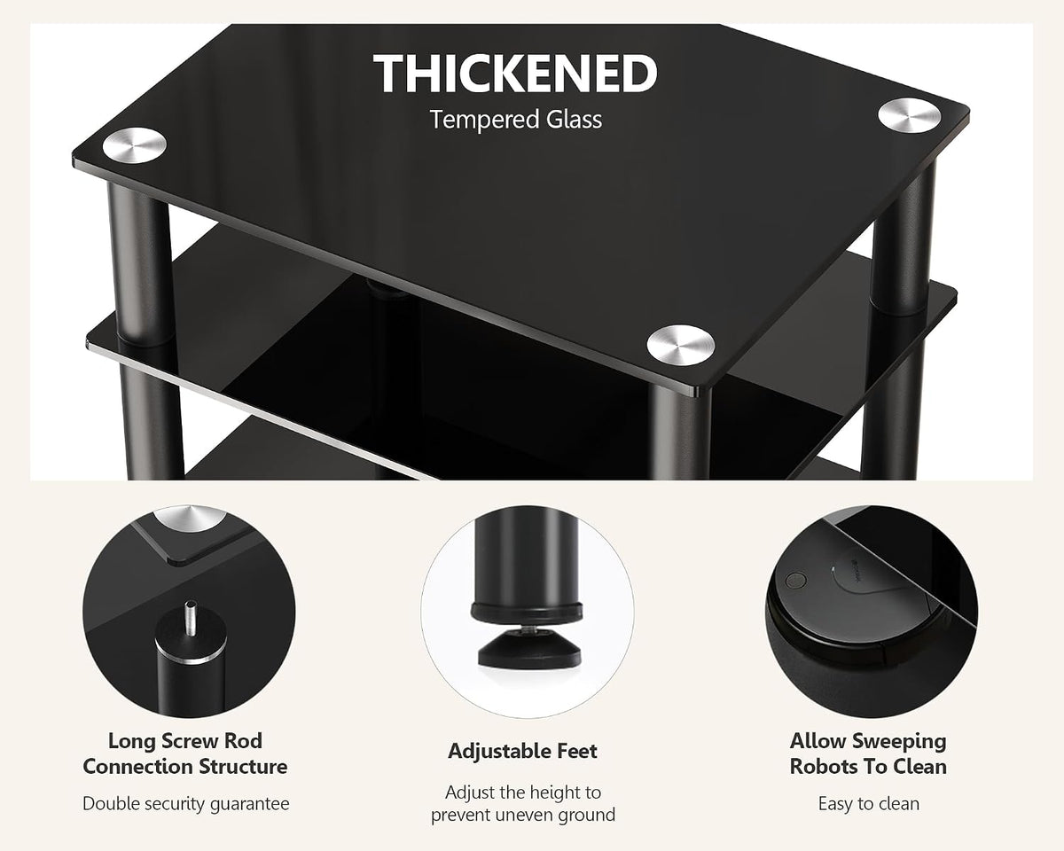 fitueyes 4-tier av component media stand audio rack showing dimensions