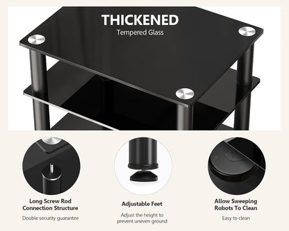 fitueyes 4-tier av component media stand audio rack showing dimensions