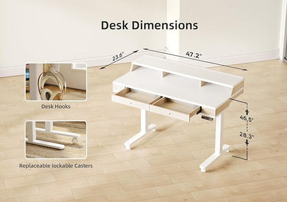 Claiks Standing Desk with Drawers, Electric Adjustable Standing Desk Adjustable - Image 3