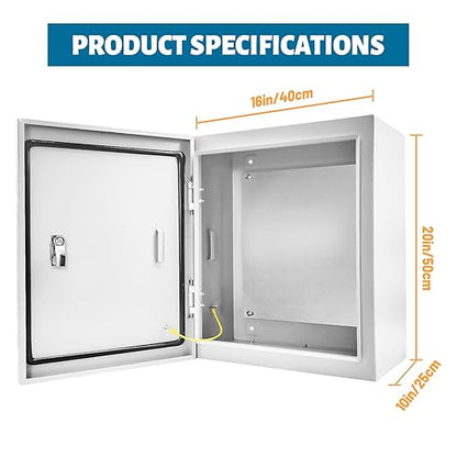 Outdoor Electrical Box 20 x 16 x 10''D NEMA 4X Enclosure Steel Box, Waterproof - Image 7